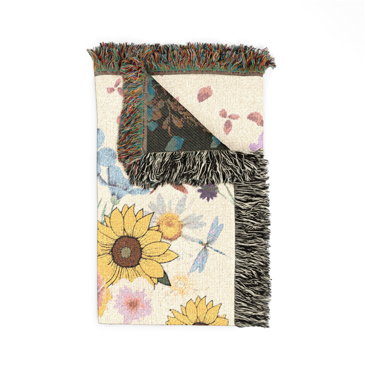 Floral Sunflower Woven Blanket — Reversible Cottagecore Throw for Cozy Living Room & Bedroom Printify