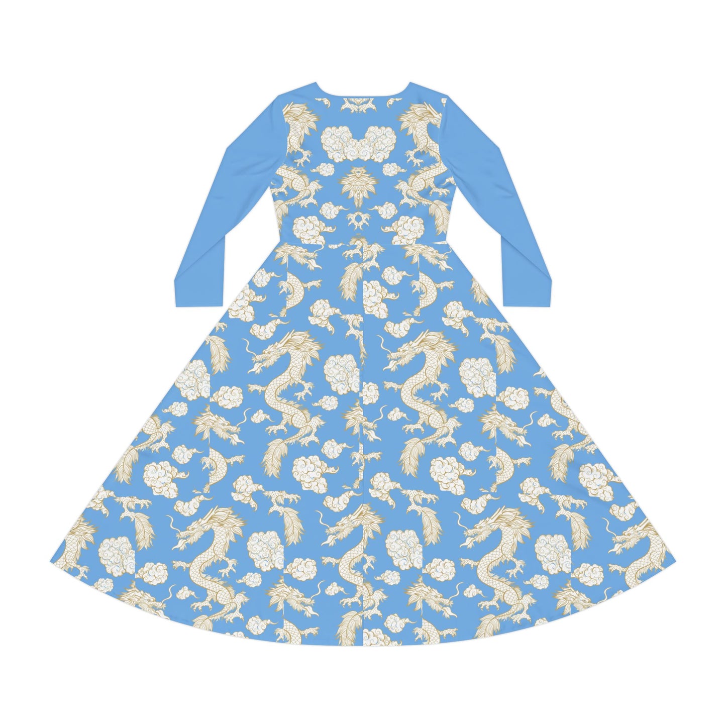 Beautiful Dragon Print Long Sleeve Dance Dress | Boho Style, Dance Wear, Vintage Inspired