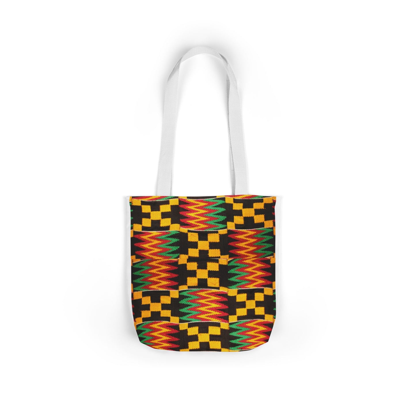 Kente Pattern Canvas Tote Bag — Vibrant African Print Market Tote