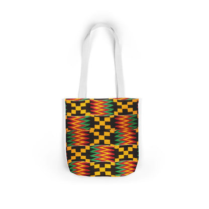 Kente Pattern Canvas Tote Bag — Vibrant African Print Market Tote