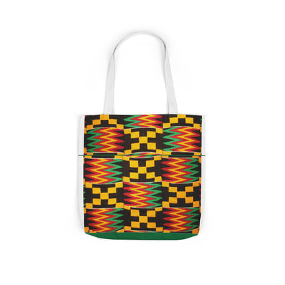 Kente Pattern Canvas Tote Bag — Vibrant African Print Market Tote