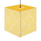 Yellow Art Deco Cube Lamp — Geometric Pattern Pendant Light Printify