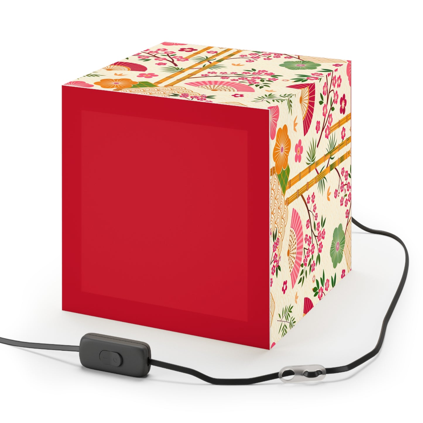 Japanese Floral Cube Lamp — Sakura Fans & Bamboo Light Cube