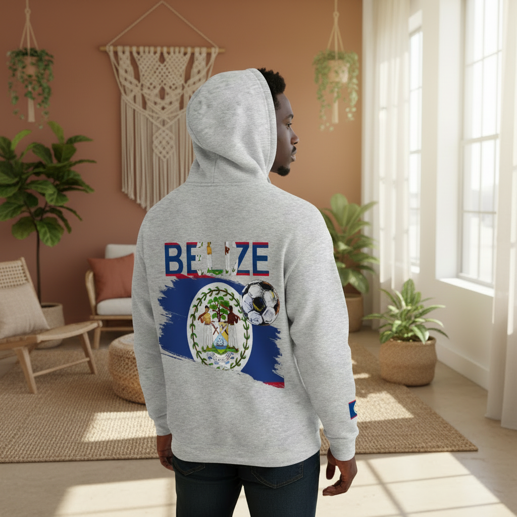 Belize Flag Themed Graphic Oversize Fleeced Unisex  Hoodie
