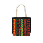 Afrocentric Pattern Canvas Tote — Colorful Tribal Stripe Beach & Market Bag Printify