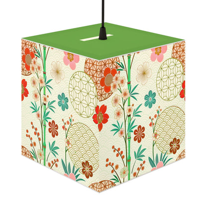 Japanese Floral Cube Lamp — Vintage Sakura Pattern Light Cube