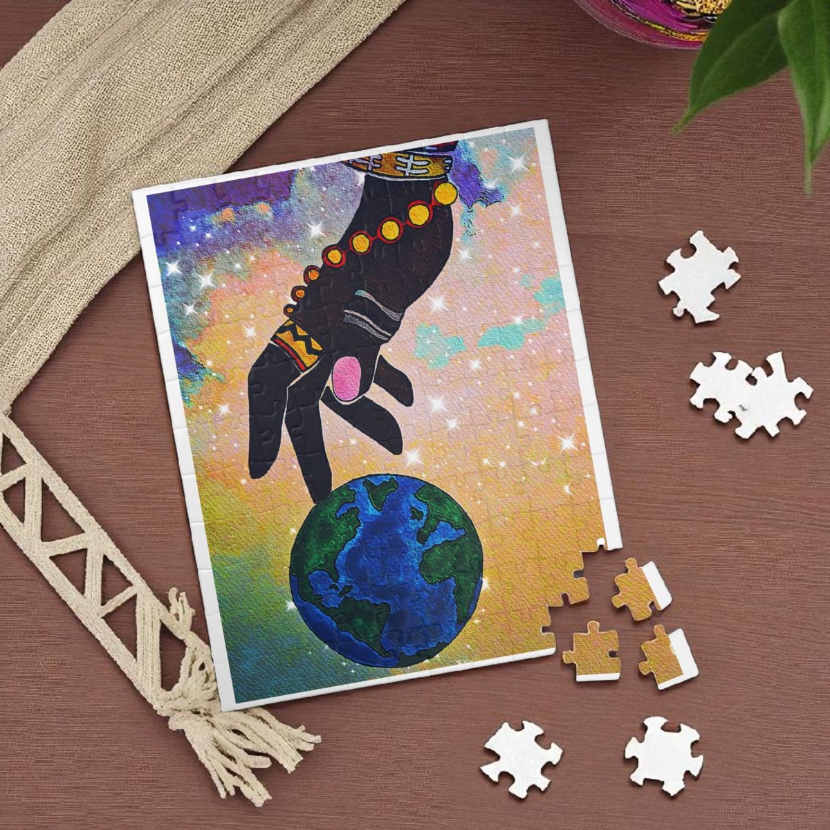 Earth Hand Illustration Puzzle - 110 to 1014 Pieces, Vibrant World Artwork Printify
