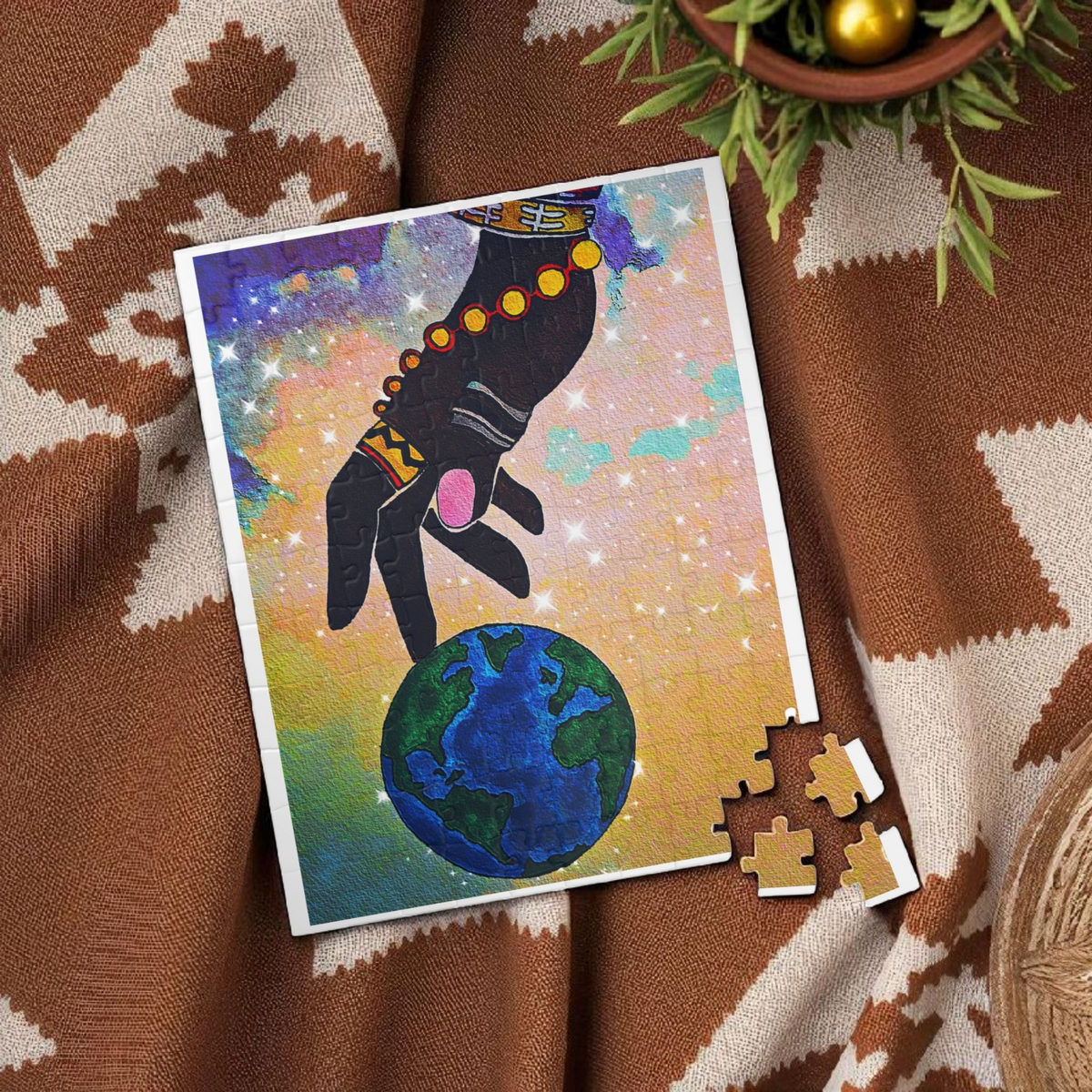 Earth Hand Illustration Puzzle - 110 to 1014 Pieces, Vibrant World Artwork Printify