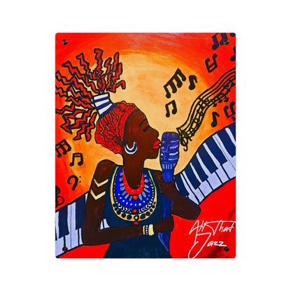Acrylic Wall Art Panel — Vibrant Jazz Singer Illustration (Colorful Music Notes, Bold Afrocentric Art)