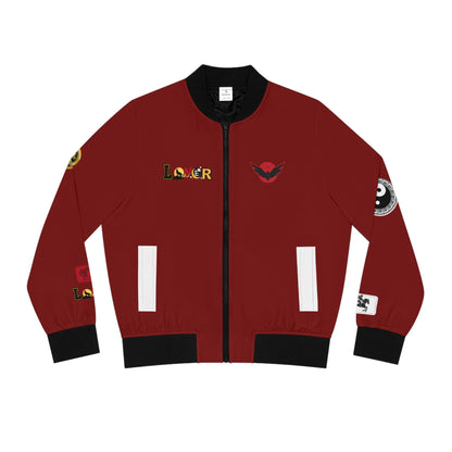 Skull Flames "Loner" Women's Bomber Jacket — Gothic Punk Graphic Outerwear