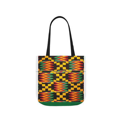 Kente Pattern Canvas Tote Bag — Vibrant African Print Market Tote