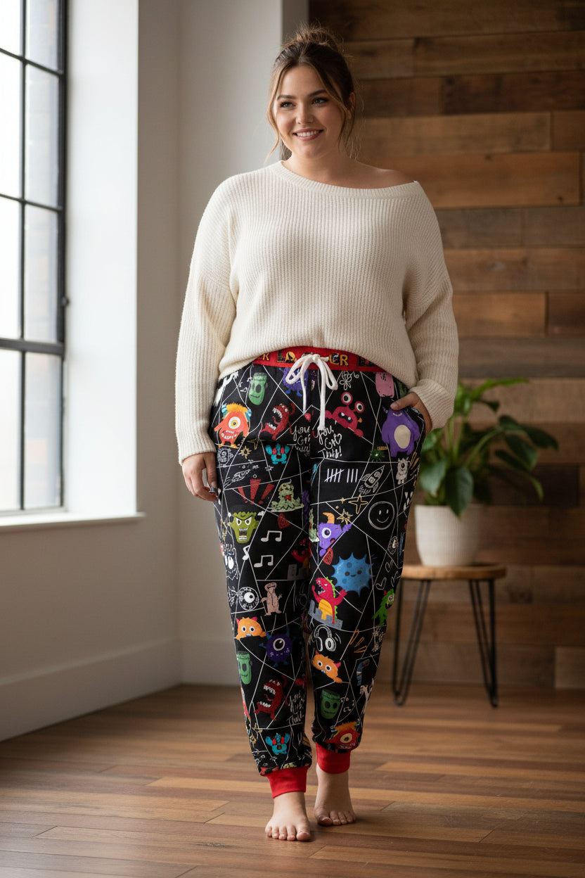 Graphic Monsters Joggers for Men & Women – Unisex Fit, Artistic Cartoon Print Printify