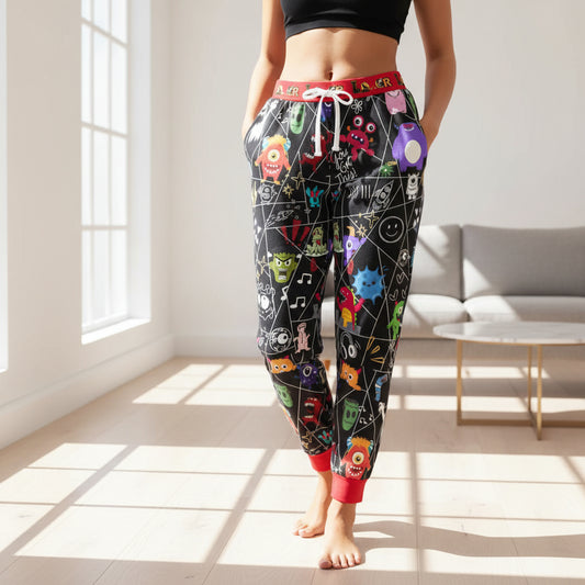 Graphic Monsters Joggers for Men & Women – Unisex Fit, Artistic Cartoon Print