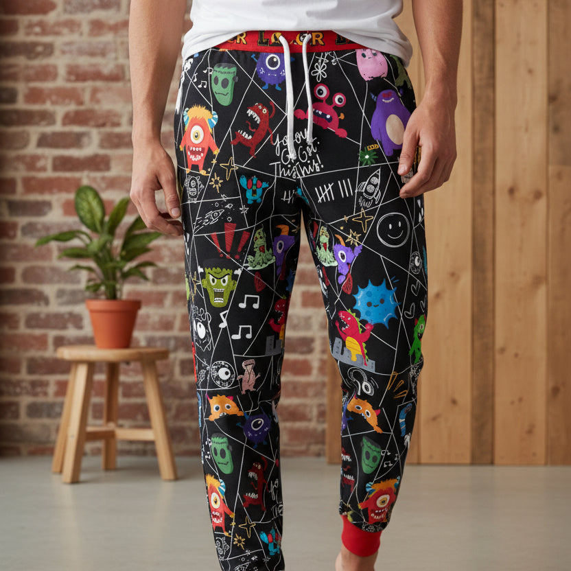 Graphic Monsters Joggers for Men & Women – Unisex Fit, Artistic Cartoon Print Printify