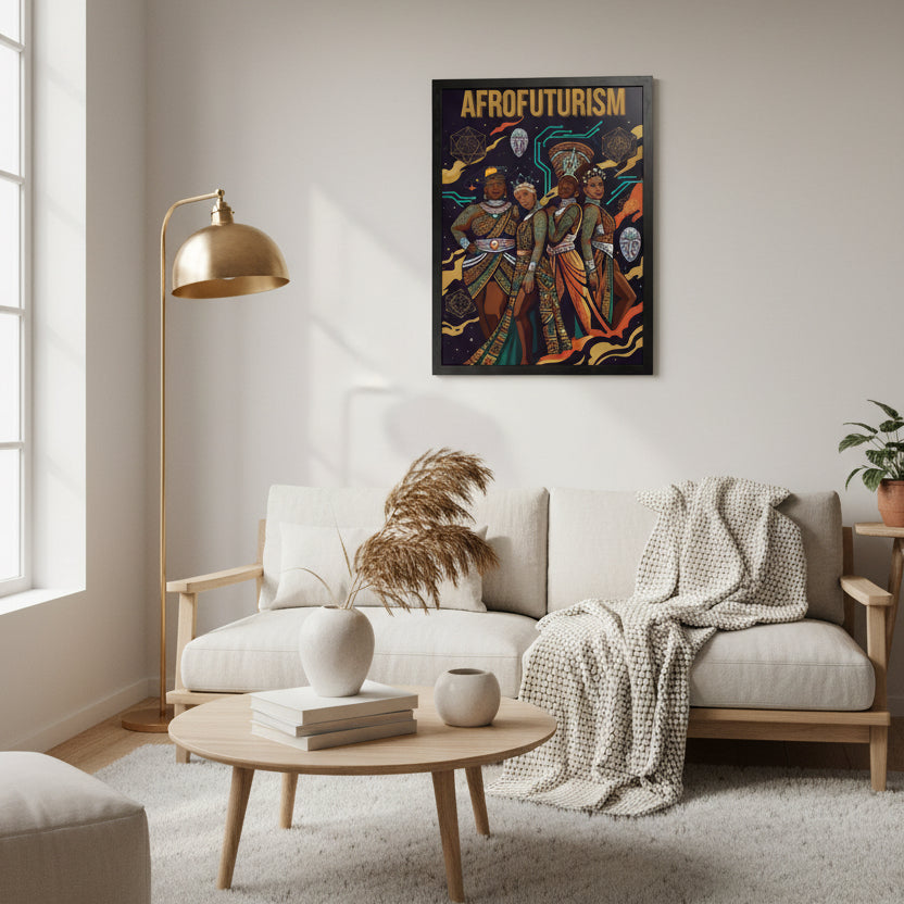 Afrofuturism Framed Poster — Vibrant Afrocentric Sci‑Fi Art Print
