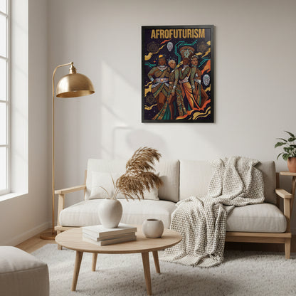 Afrofuturism Framed Poster — Vibrant Afrocentric Sci‑Fi Art Print