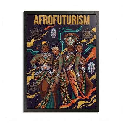 Afrofuturism Framed Poster — Vibrant Afrocentric Sci‑Fi Art Print