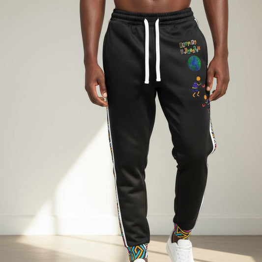 Afro Music Cartoon Art Athletic Joggers, Unisex Sweatpants, African Dance Jogging Pants, Gym Wear