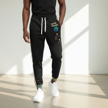 Afro Music Cartoon Art Athletic Joggers, Unisex Sweatpants, African Dance Jogging Pants, Gym Wear