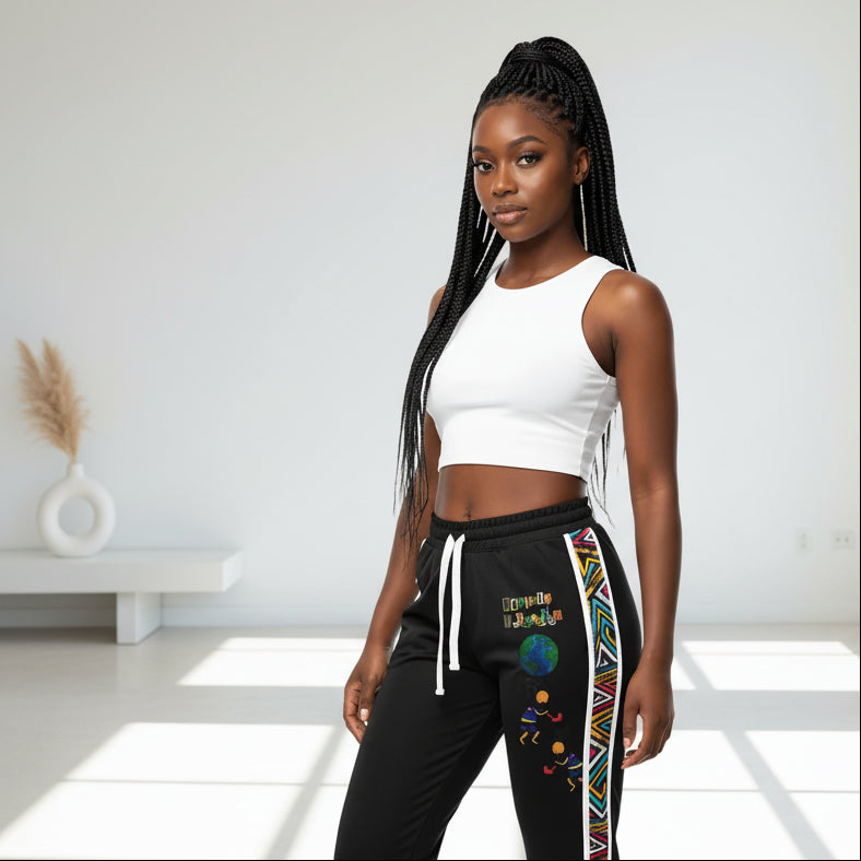 Afro Music Cartoon Art Athletic Joggers, Unisex Sweatpants, African Dance Jogging Pants, Gym Wear