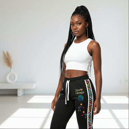 Afro Music Cartoon Art Athletic Joggers, Unisex Sweatpants, African Dance Jogging Pants, Gym Wear