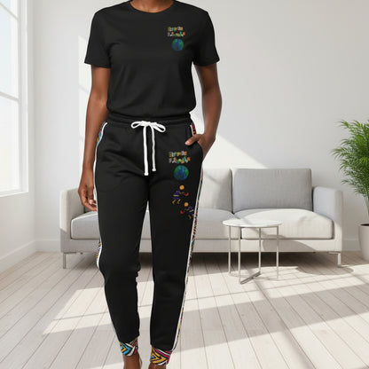 Afro Music Cartoon Art Athletic Joggers, Unisex Sweatpants, African Dance Jogging Pants, Gym Wear