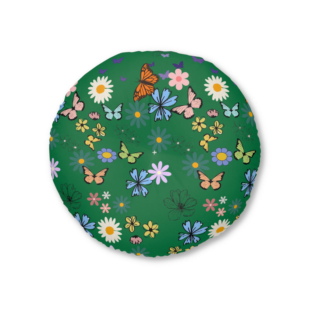 Floral Tufted Floor Pillow - Round Cushion for Cozy Decor Printify