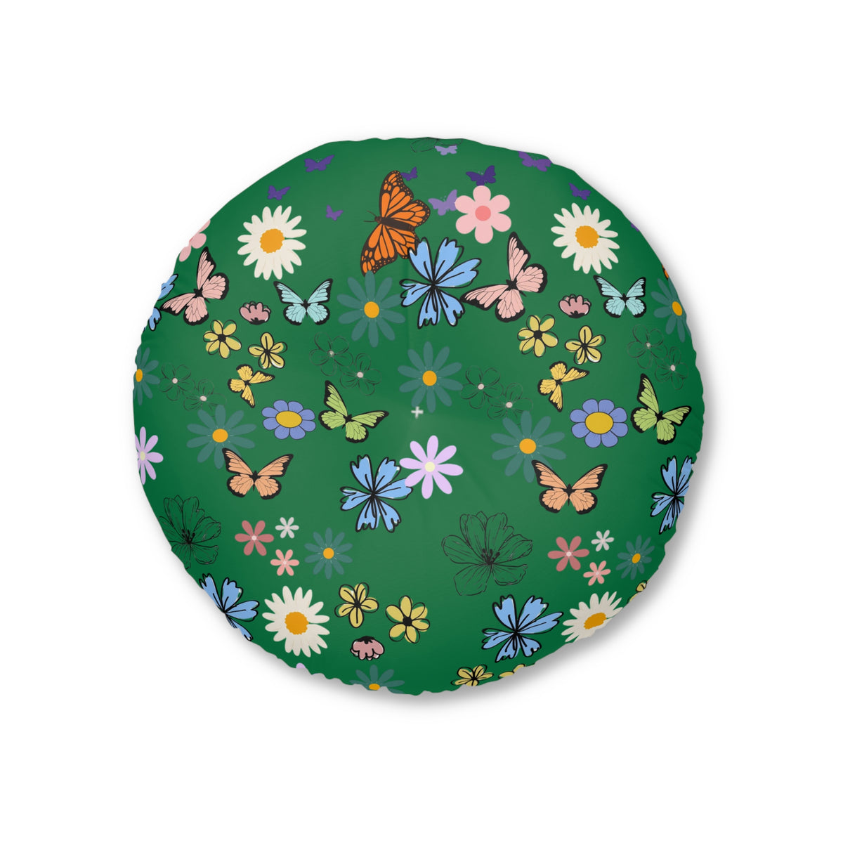 Floral Tufted Floor Pillow - Round Cushion for Cozy Decor Printify