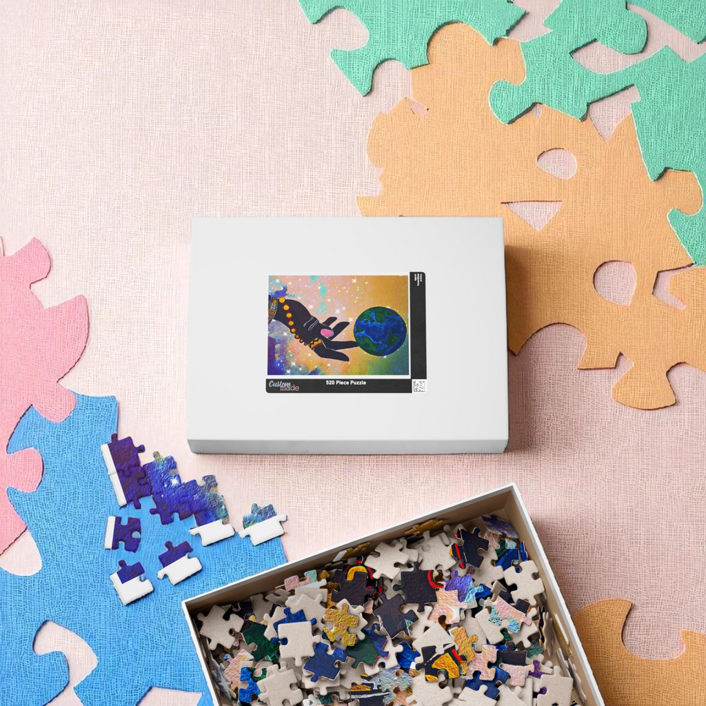 Earth Hand Illustration Puzzle - 110 to 1014 Pieces, Vibrant World Artwork Printify