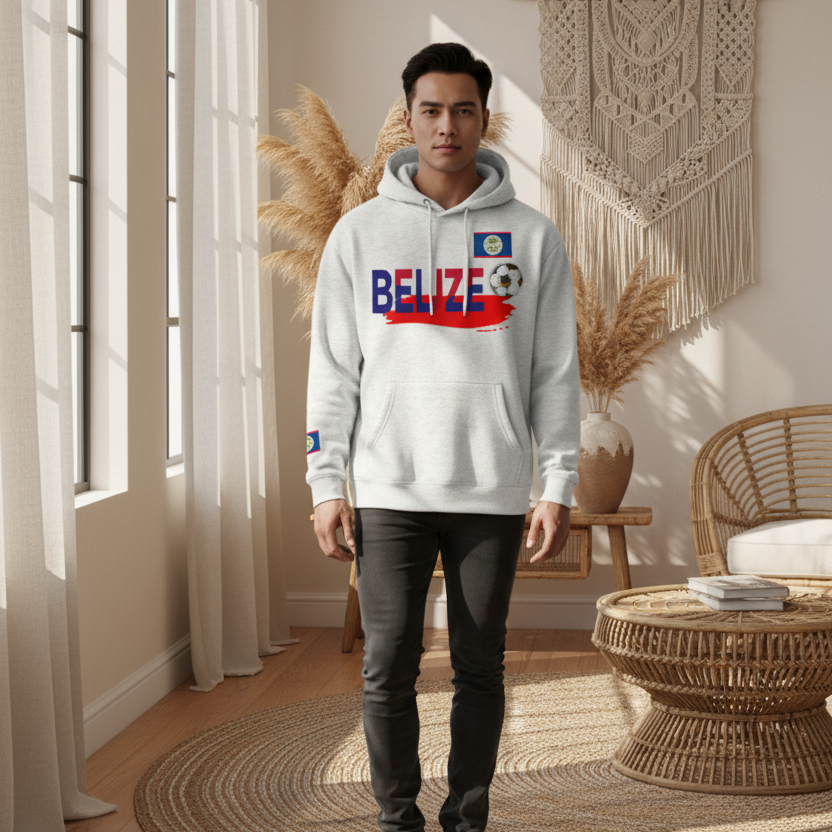 Belize Flag Themed Graphic Oversize Fleeced Unisex  Hoodie