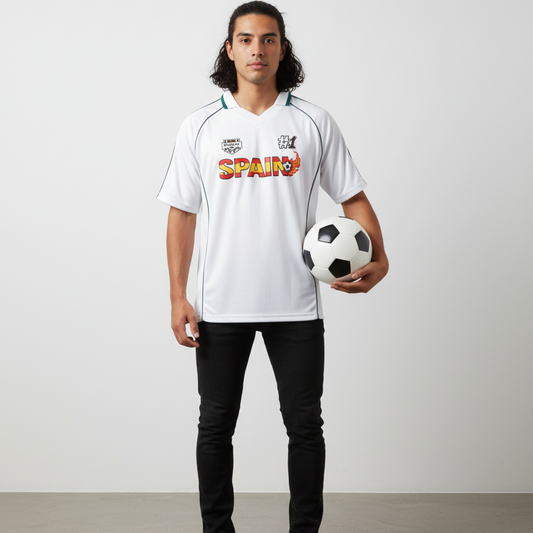 Spain Flag Themed Graphic Stripe Collared Soccer Jersey