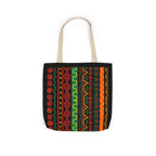 Afrocentric Pattern Canvas Tote — Colorful Tribal Stripe Beach & Market Bag Printify