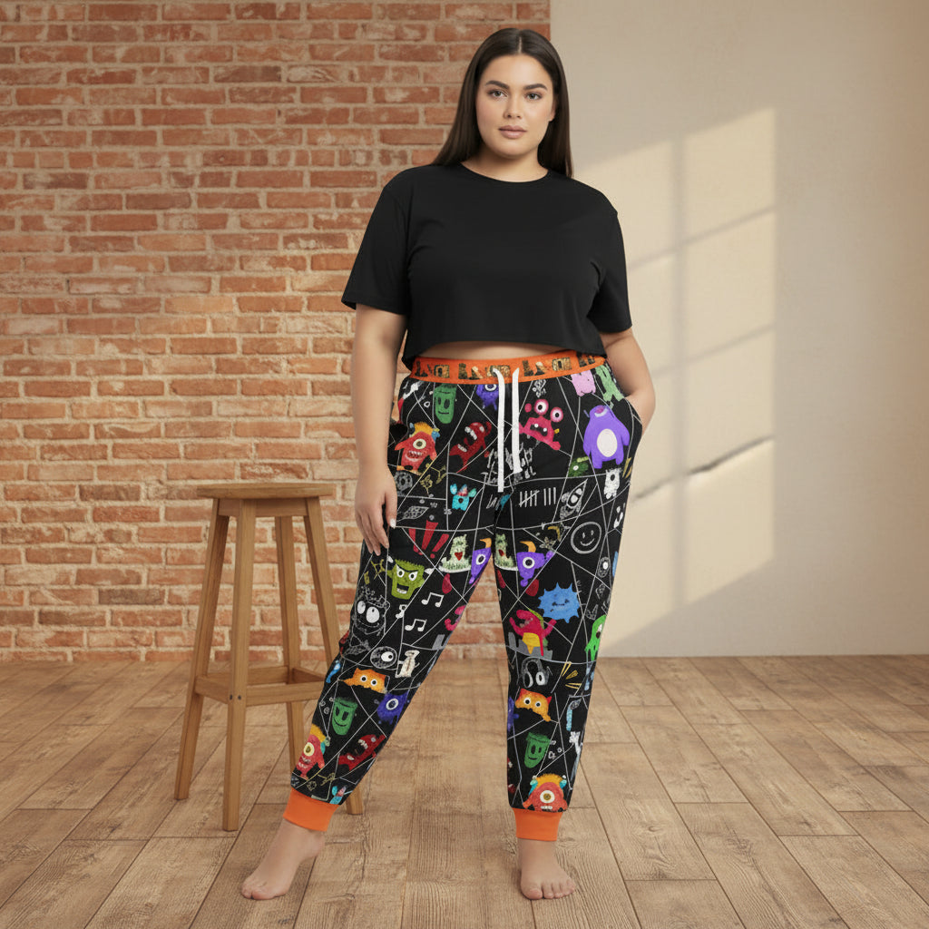Graphic Monsters Joggers for Men & Women – Unisex Fit, Artistic Cartoon Print Printify