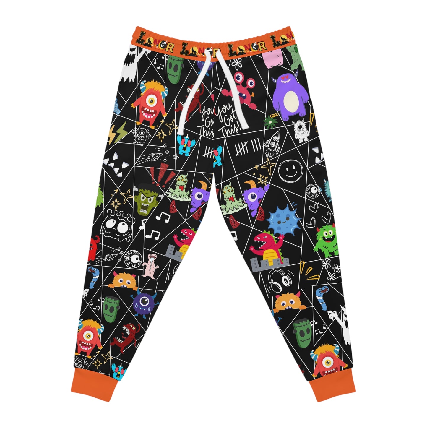 Graphic Monsters Joggers for Men & Women – Unisex Fit, Artistic Cartoon Print Printify