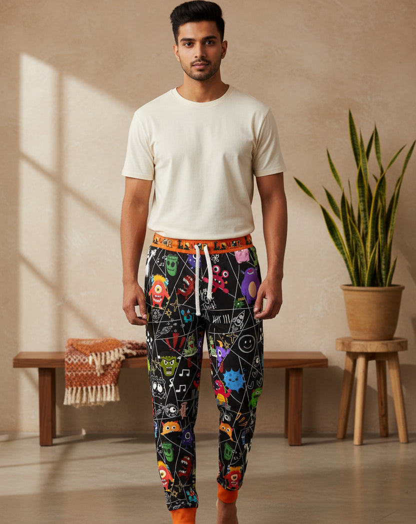 Graphic Monsters Joggers for Men & Women – Unisex Fit, Artistic Cartoon Print Printify