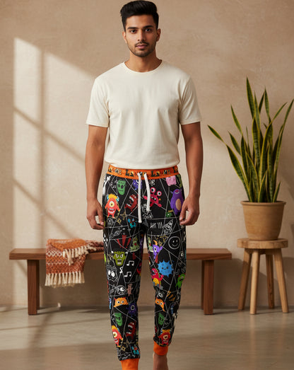 Graphic Monsters Joggers for Men & Women – Unisex Fit, Artistic Cartoon Print Printify