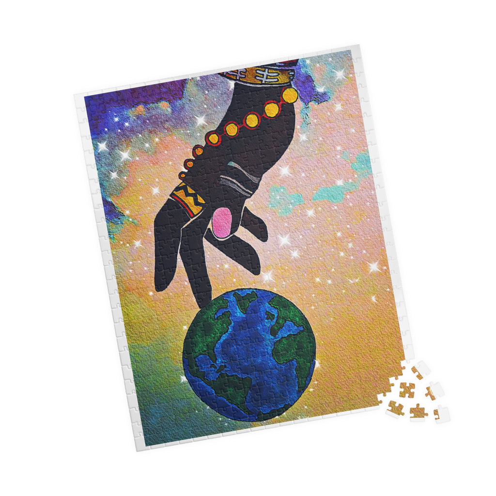 Earth Hand Illustration Puzzle - 110 to 1014 Pieces, Vibrant World Artwork Printify