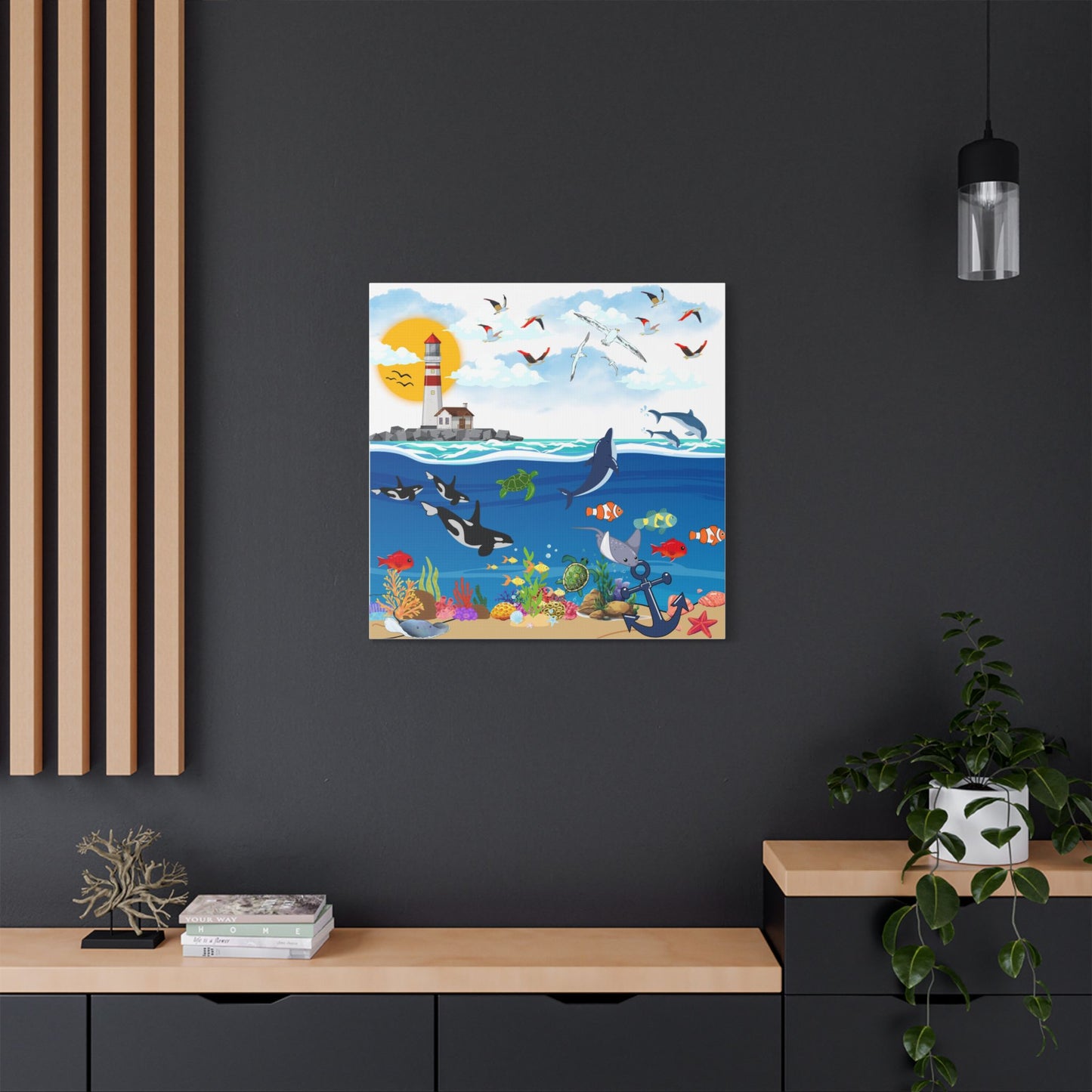 Vibrant Ocean Scene Canvas Wall Art, Nautical Decor for Beach Lovers, Coastal Living, Gift for Housewarming, Relaxing Atmosphere