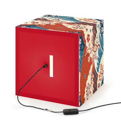 Japanese Wave & Cherry Blossom Light Cube Lamp