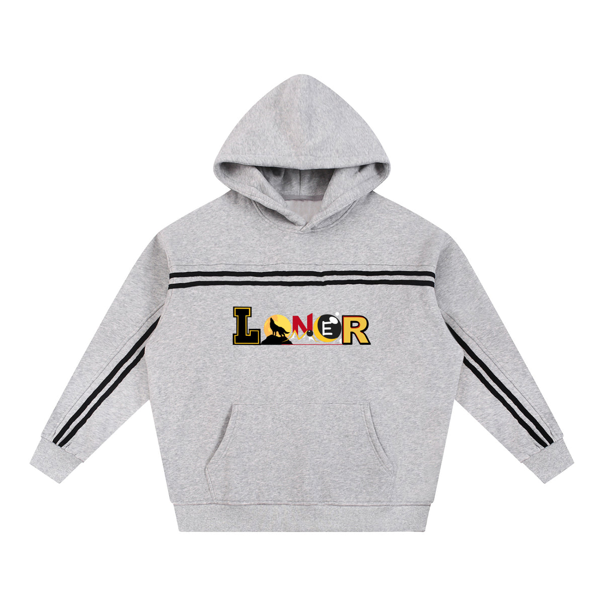 Medieval Knight and Dragon Graphic Hoodie, Sun Fade Contrast Tape Fleece Hoodie ODMPOD