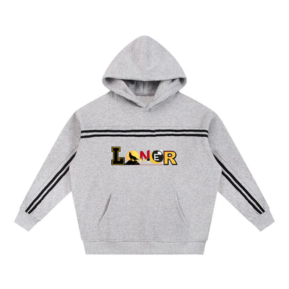 Medieval Knight and Dragon Graphic Hoodie, Sun Fade Contrast Tape Fleece Hoodie