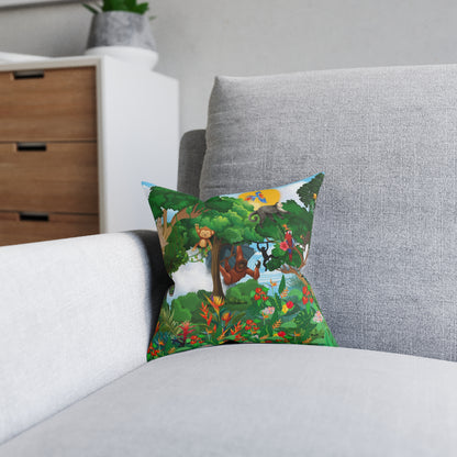 Vibrant Jungle Animal Square Pillow - Perfect for Kids' Rooms & Playspaces
