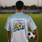 Argentina Flag Themed Graphic Mesh V-Neck Soccer Jersey ODMPOD