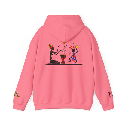 Ethnic Streetwear Pullover Hoodie, Hand-Drawn Tribal Music Art, Urban Fashion
