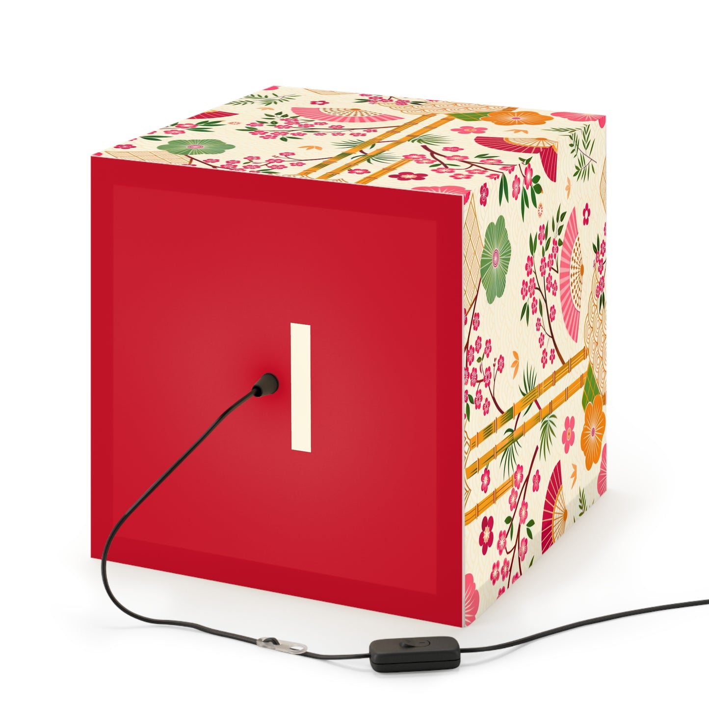 Japanese Floral Cube Lamp — Sakura Fans & Bamboo Light Cube