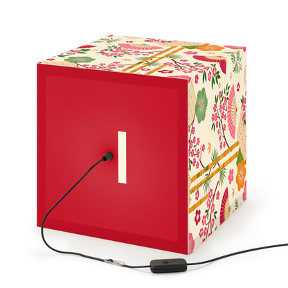 Japanese Floral Cube Lamp — Sakura Fans & Bamboo Light Cube