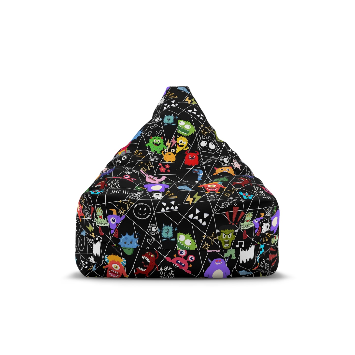Colorful Monster Bean Bag Chair Cover, Cozy Home Decor, Fun Playroom Accessory