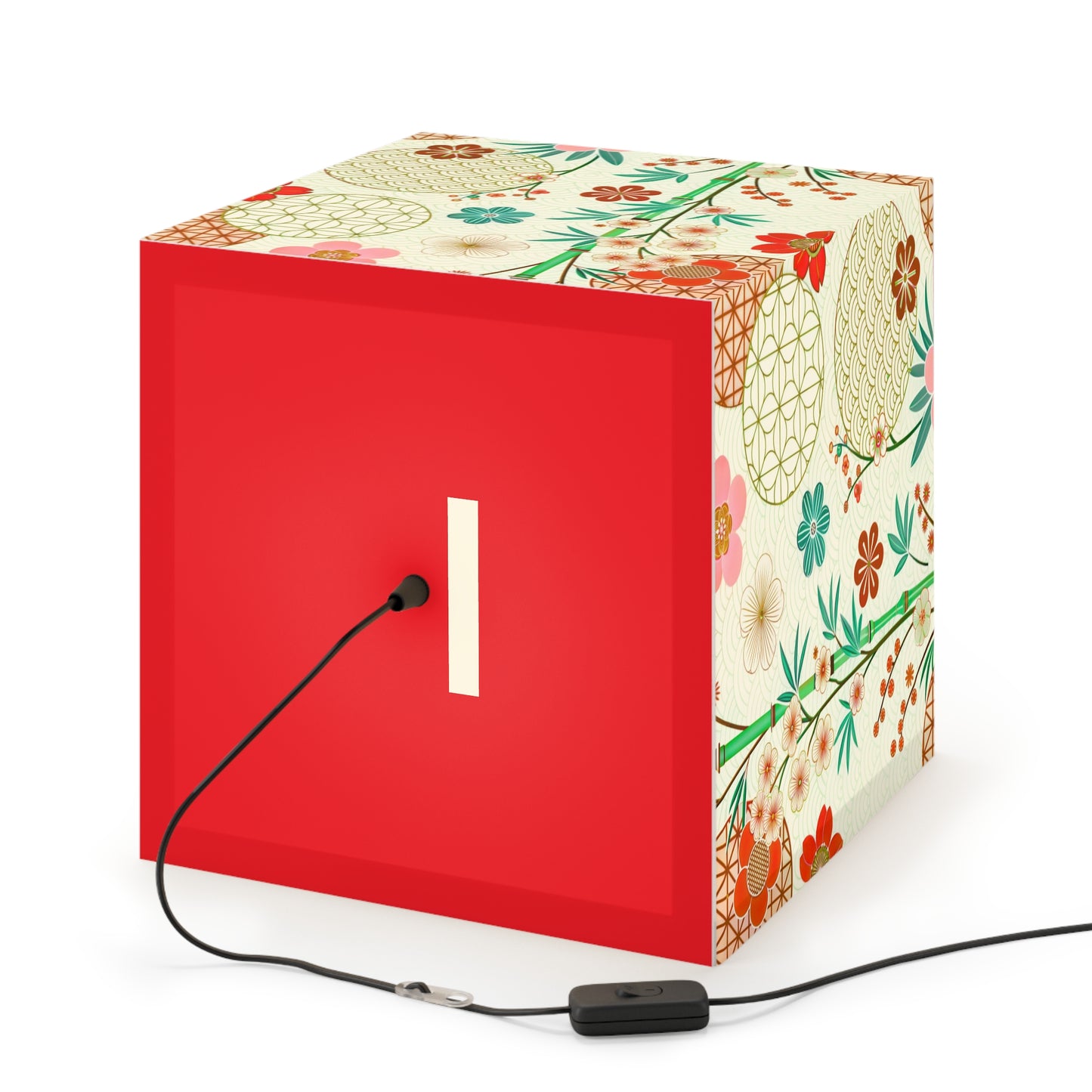 Japanese Floral Cube Lamp — Vintage Sakura Pattern Light Cube