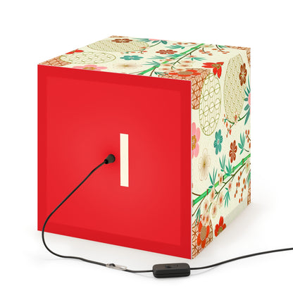Japanese Floral Cube Lamp — Vintage Sakura Pattern Light Cube