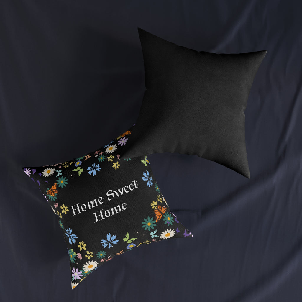 Floral Home Sweet Home Square Pillow - Cozy Decor for Living Room & Bedroom Printify